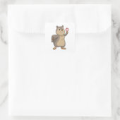 Squirrel at Poker with Poker chips Vierkante Sticker (Tas)