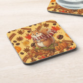 Squirrel Autumn and Pumpkin and Coffe Bier Onderzetter (Linkerzijde)