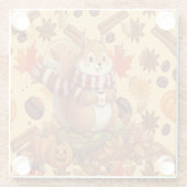 Squirrel Autumn and Pumpkin and Coffe Glazen Onderzetter (Achterkant)