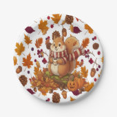 Squirrel Autumn and Pumpkin Papieren Bordje (Voorkant)