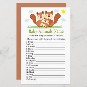 Squirrel Baby Animals Name Game