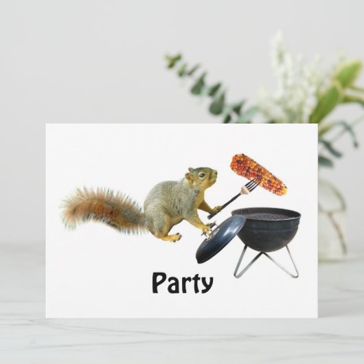 Squirrel BBQ Uitnodiging (Staand voorkant)