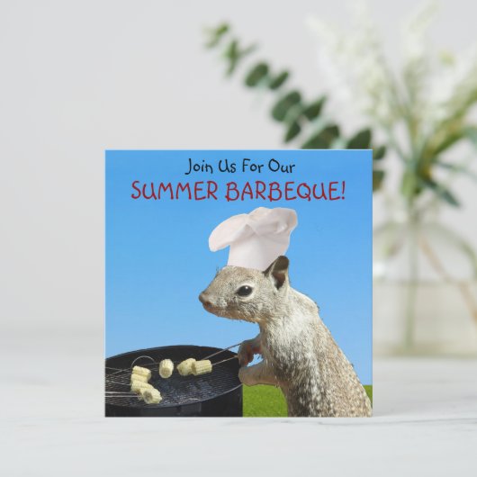 Squirrel BBQ-uitnodigingen Kaart (Staand voorkant)