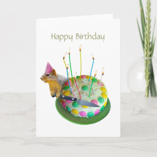 Squirrel Birthday Cake Card Kaart