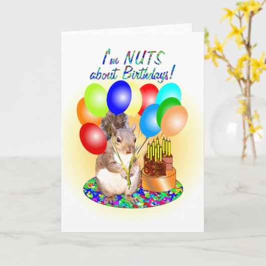 Squirrel Birthday Kaart (Gele Bloem)