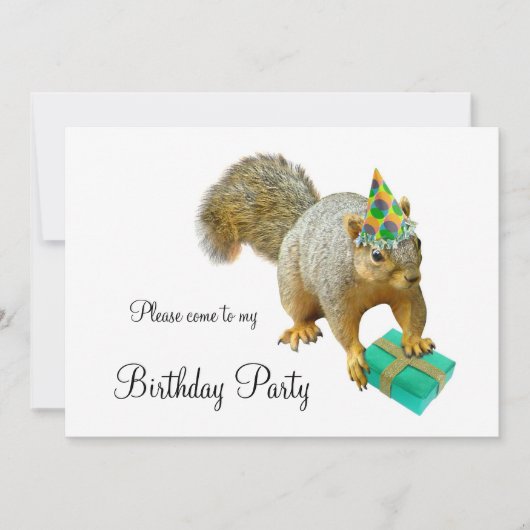 Squirrel Birthday Party Invitation Kaart (Voorkant)
