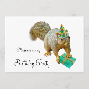 Squirrel Birthday Party Invitation Kaart