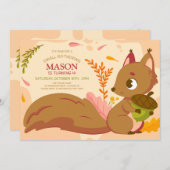 Squirrel Birthday Party Invitation Kaart (Voorkant / Achterkant)