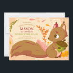 Squirrel Birthday Party Invitation Kaart<br><div class="desc">Een uitnodiging van een herfst verjaardagsfeest met een schattige eekhoorn met een eikel. (Afbeelding van www.freepik.com). De kaart kan eenvoudig worden aangepast met uw tekst, lettertype en lettertypekleur. Niet precies wat je zoekt? Al onze producten kunnen zonder extra kosten op maat worden ontworpen om aan uw behoeften te voldoen. Neem...</div>