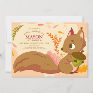 Squirrel Birthday Party Invitation Kaart