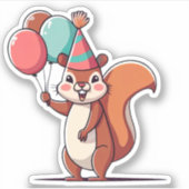 Squirrel Birthday Sticker (Voorkant)