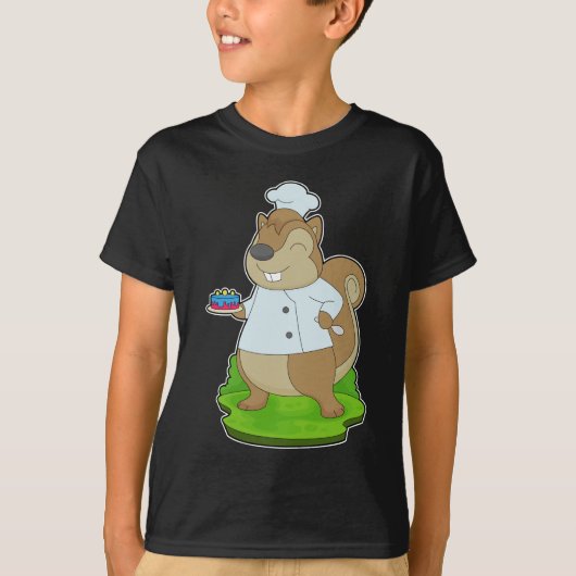 Squirrel Brithday Cook T-shirt (Voorkant)