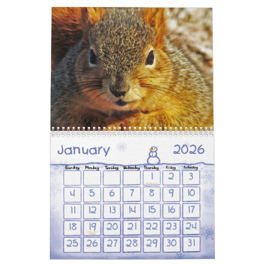 Squirrel Calendar Kalender (Jan 2026)