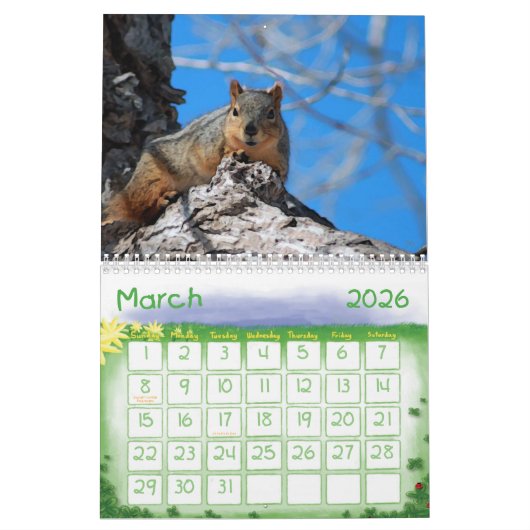 Squirrel Calendar Kalender (Mar 2026)