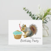 Squirrel Candle Birthday Party Invitation Kaart (Staand voorkant)