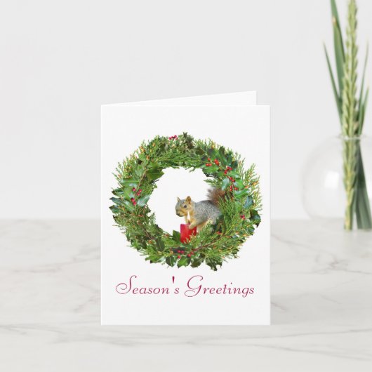Squirrel Candle Wreath Feestdagen Kaart (Voorkant)