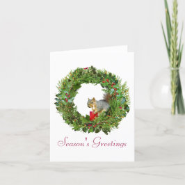 Squirrel Candle Wreath Feestdagen Kaart