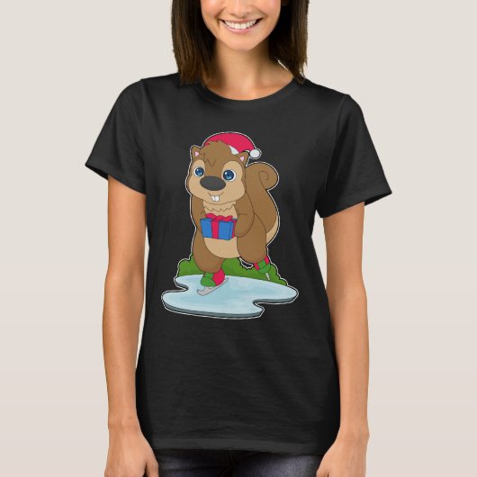 Squirrel Christmas Ice skating T-shirt (Voorkant)