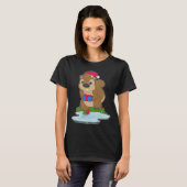 Squirrel Christmas Ice skating T-shirt (Voorkant volledig)