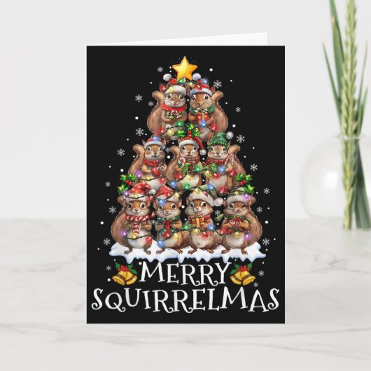 Squirrel Christmas Tree Lights Merry Squirrelmas S Kaart (Voorkant)