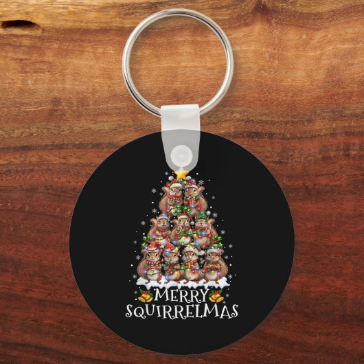 Squirrel Christmas Tree Lights Merry Squirrelmas S Sleutelhanger (Voorkant)