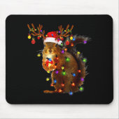 Squirrel Christmas Tree Lights Reindeer Santa Hat  Muismat (Voorkant)
