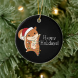 Squirrel Christmas Winter Animals Adult Cloth Face Keramisch Ornament<br><div class="desc">The squirrels for Christmas with fairy lights. Funny animals with gifts and snow for the folidays. Also funny for Christmas in July. Squirrel cute animals and perfect for Christmas.</div>