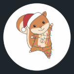 Squirrel Christmas Winter Animals Ronde Sticker<br><div class="desc">The squirrels for Christmas with fairy lights. Funny animals with gifts and snow for the folidays. Also funny for Christmas in July. Squirrel cute animals and perfect for Christmas.</div>