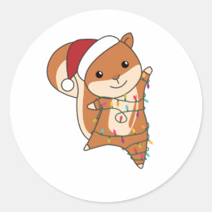 Squirrel Christmas Winter Animals Ronde Sticker