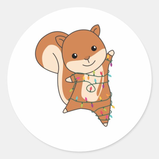 Squirrel Christmas Winter Animals Ronde Sticker (Voorkant)