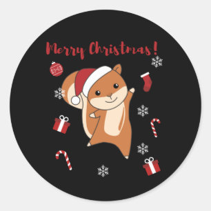 Squirrel Christmas Winter Animals Ronde Sticker