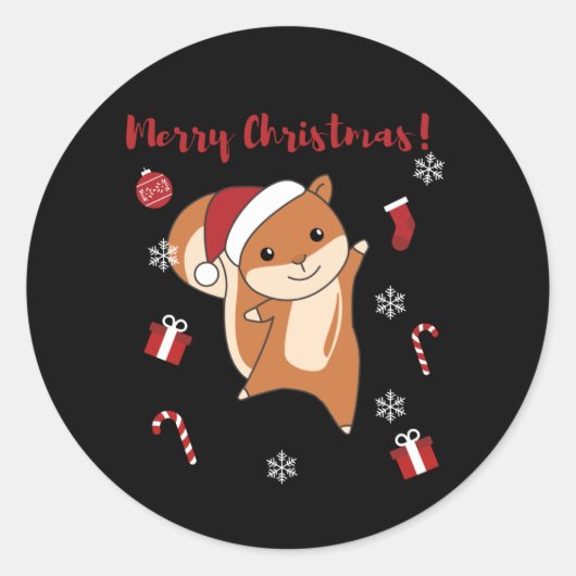 Squirrel Christmas Winter Animals Ronde Sticker (Voorkant)