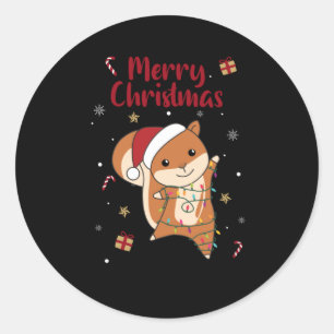 Squirrel Christmas Winter Animals Ronde Sticker