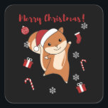 Squirrel Christmas Winter Animals Vierkante Sticker<br><div class="desc">The squirrels for Christmas with fairy lights. Funny animals with gifts and snow for the folidays. Also funny for Christmas in July. Squirrel cute animals and perfect for Christmas.</div>
