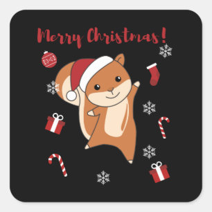 Squirrel Christmas Winter Animals Vierkante Sticker