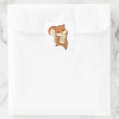 Squirrel Christmas Winter Animals Vierkante Sticker (Tas)