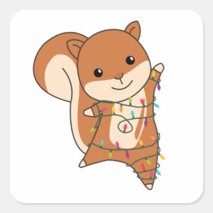 Squirrel Christmas Winter Animals Vierkante Sticker