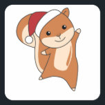 Squirrel Christmas Winter Animals Vierkante Sticker<br><div class="desc">The squirrels for Christmas with fairy lights. Funny animals with gifts and snow for the folidays. Also funny for Christmas in July. Squirrel cute animals and perfect for Christmas.</div>