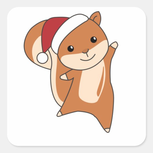 Squirrel Christmas Winter Animals Vierkante Sticker (Voorkant)