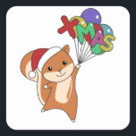 Squirrel Christmas Winter Animals Vierkante Sticker<br><div class="desc">De eekhoorns voor Kerstmis met kerstballonnen. Vreemde dieren met geschenken en sneeuw voor de feestdagen. Ook grappig voor Kerstmis in juli. Eekhoornzoete dieren en perfect voor Kerstmis.</div>