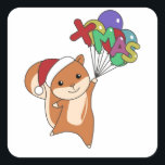 Squirrel Christmas Winter Animals Vierkante Sticker<br><div class="desc">De eekhoorns voor Kerstmis met kerstballonnen. Vreemde dieren met geschenken en sneeuw voor de feestdagen. Ook grappig voor Kerstmis in juli. Eekhoornzoete dieren en perfect voor Kerstmis.</div>