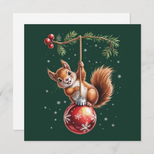 Squirrel Christmas Winter Snowflake Winter Holiday Feestdagenkaart (Voorkant / Achterkant)