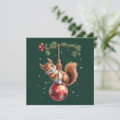 Squirrel Christmas Winter Snowflake Winter Holiday Feestdagenkaart (Staand voorkant)