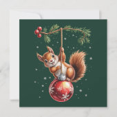 Squirrel Christmas Winter Snowflake Winter Holiday Feestdagenkaart (Voorkant)