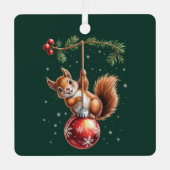 Squirrel Christmas Winter Snowflake Winter Holiday Metalen Ornament (Voorkant)