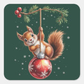 Squirrel Christmas Winter Snowflake Winter Holiday Vierkante Sticker (Voorkant)