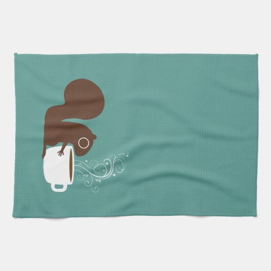 Squirrel Coffee Lover | Fun-Dierenvriend Theedoek (Horizontaal)