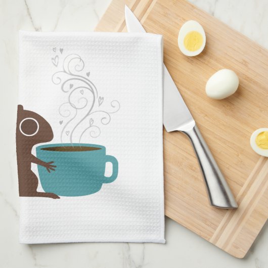 Squirrel Coffee Lover | Fun-Dierenvriend Theedoek (Quarter Fold)