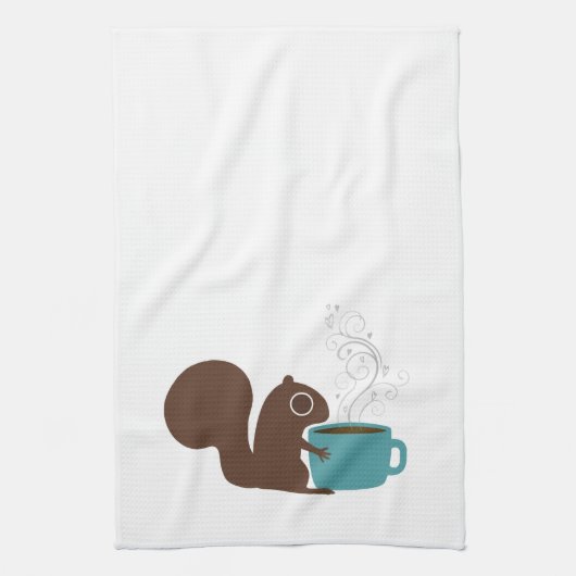Squirrel Coffee Lover | Fun-Dierenvriend Theedoek (Verticaal)
