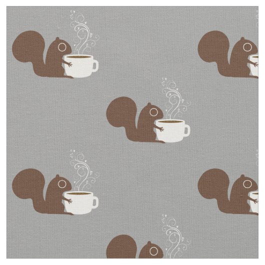 Squirrel Coffee Lover | Kunst voor dieren Stof (Close Up)